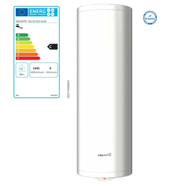 HAJDÚ ELEKTROMOS AQ ECO SLIM 50 L FÜGGÖLEGES FORRÓVIZTÁROLÓ KESKENY KIVITEL