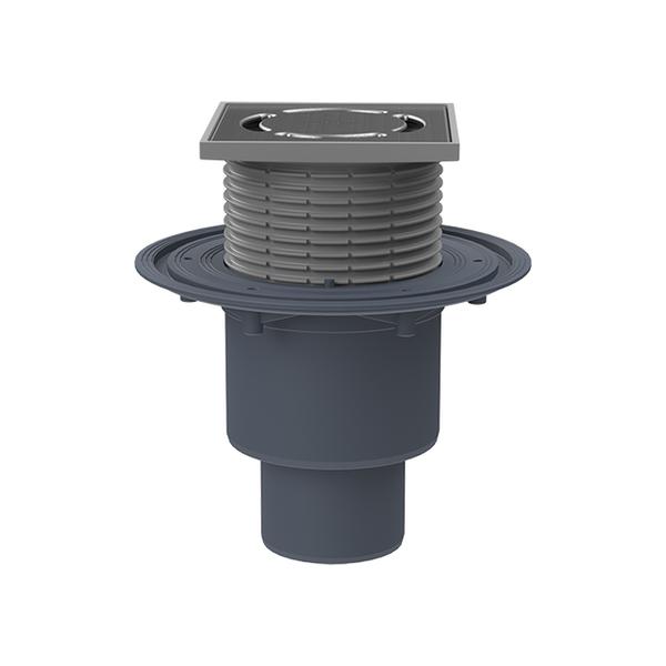 HL310 Padlólefolyó DN50/75/110 függőleges kimenettel, szigetelő karimával, bűzzárral, 123x123mm/115x115mm